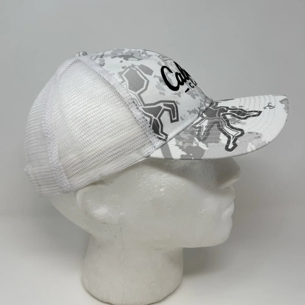 Cabelas Hunt Club‎ Outdoor Digital White Gray Camo Trucker Snap Back Hat Cap